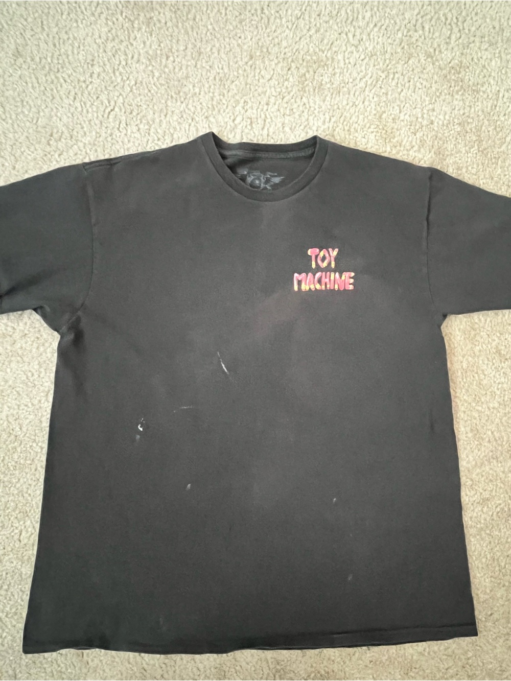 Toy Machine Black T‑Shirt w 'Toy Machine' Logo and back print size Large